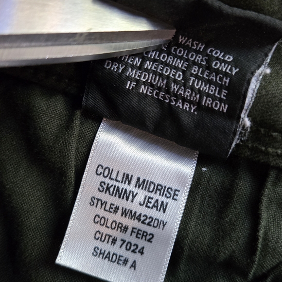 Hudson Collin Midrise Skinny Jeans Green Olive FER2 Wash Sz 27 Boho Anthro Style - Picture 5 of 7